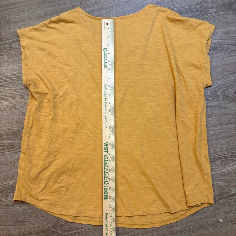 Pure Jill J. Jill Mustard Yellow Embroidered Top Western Boho Indie Sz L Petite - Picture 6 of 6